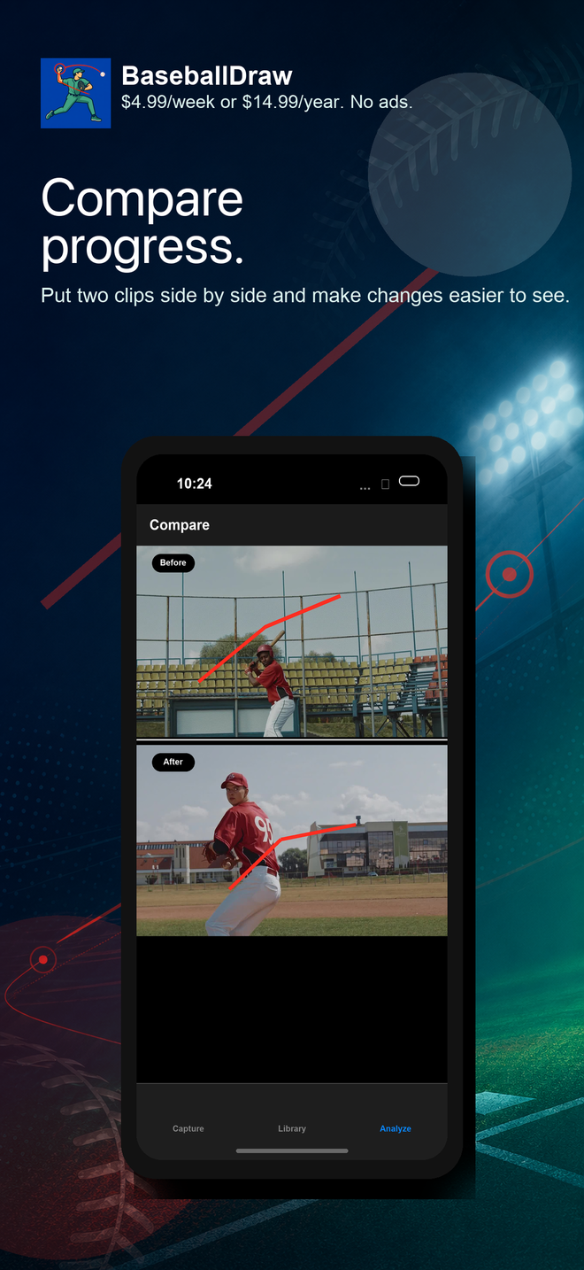 BaseballDraw side-by-side clip comparison